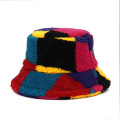 Trendy Fishermen Bucket Hat Men Women unisex Geometric Color Lamb Wool Warm Winter Basin Hat